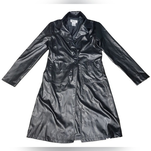 Outer Edge Jackets & Blazers - Vintage Outer Edge Button Up Vegan Faux Leather Trench Coat Size Small